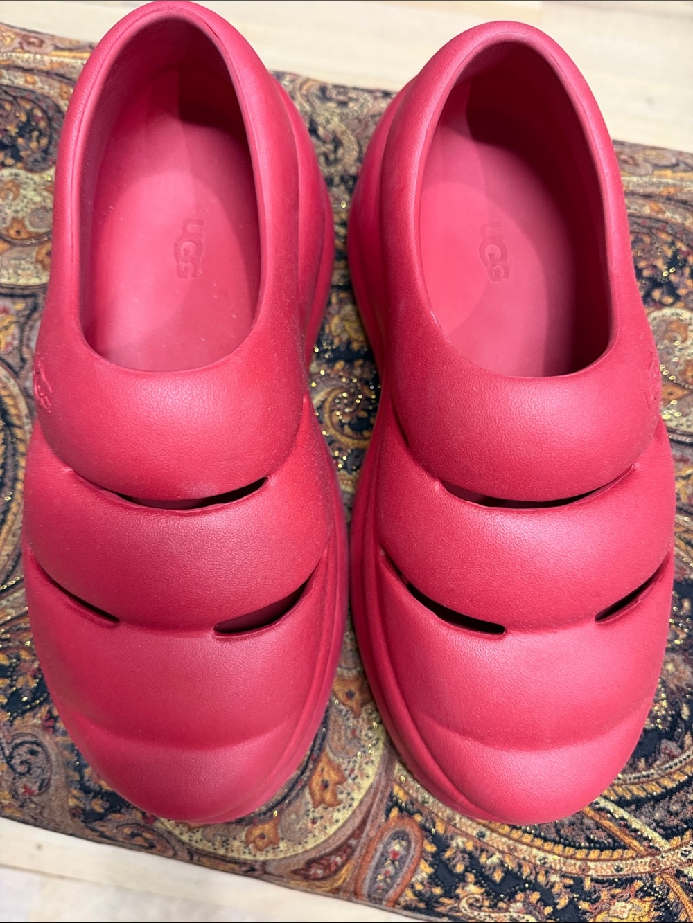 UGG Red Puffer Slide Clogs